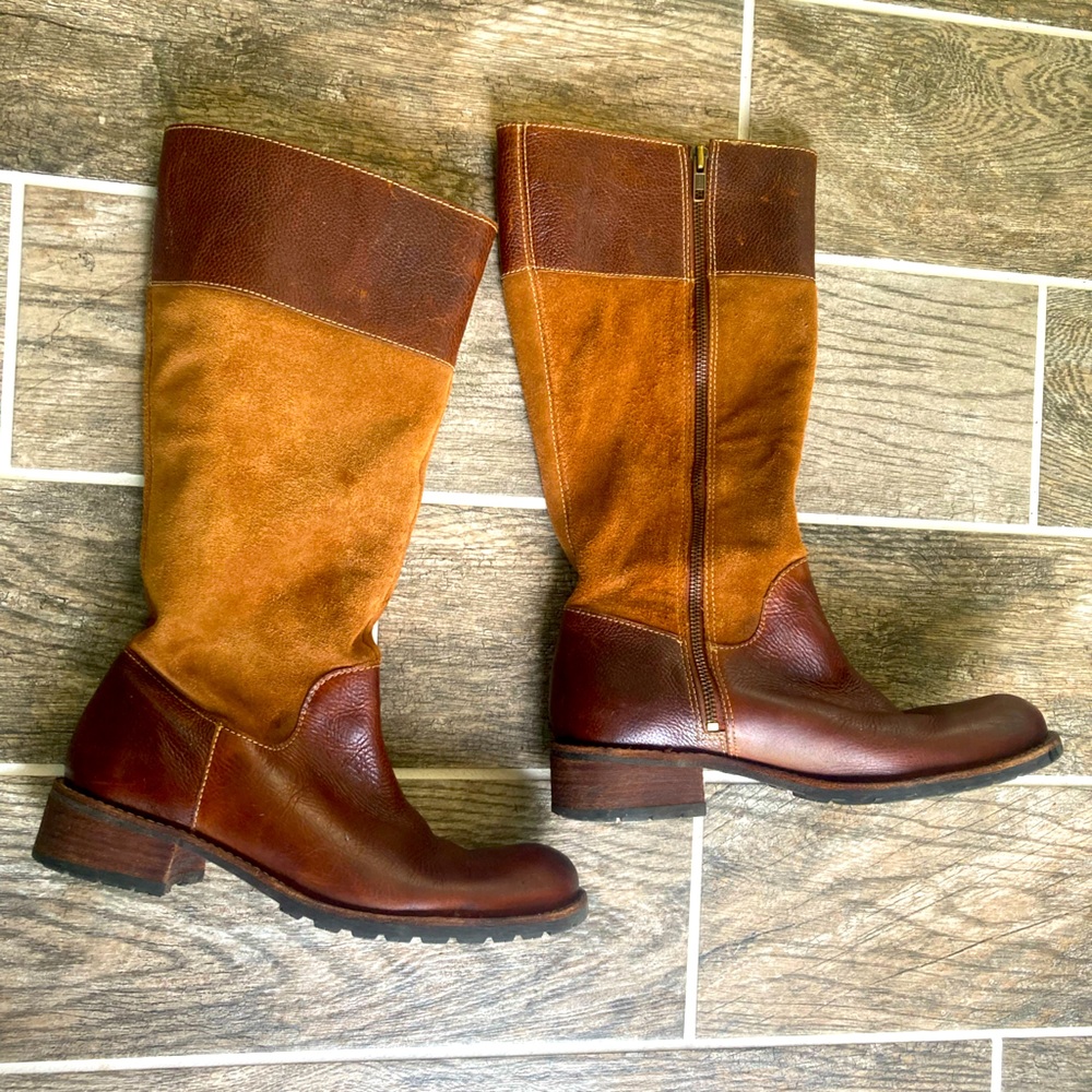 L.L. Bean 282637 Brown Suede Leather Zip Women's Riding Boots Sz 9 1/2m